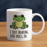 Lozache cute frog mug front design promotes daily smiles with its frog motif.