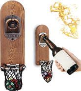 LUCYLANKER wall-mounted beer bottle opener with magnetic cap catcher for easy one-handed use.