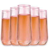 Lueumxc stemless pink clear champagne flute with easy grip for elegant toasts