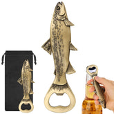 LULLEA Trout bottle opener in bronze finish for quick beer access at gatherings.