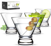 Luna & Mantha stemless martini glasses 8oz with a sturdy base for stable pours.