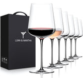 Luna & Mantha wine glasses set of 6, main shot, elevating table presence.