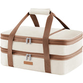 LUNCIA double-decker insulated casserole carrier exterior view shows ample size for various dishes