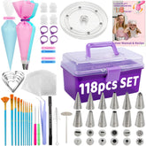 LUSHYUM cookie decorating kit 118pcs with complete tools for beginners and pros.