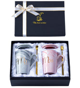 Luspan Mr and Mrs Marble Coffee Mugs 14oz for shared morning rituals.