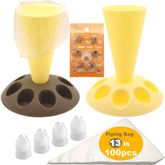 LUTQ 2-pack piping bag holder stand shown with bags ready for neat filling and decorating