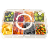 LUXEAR divided serving tray with lid and handles for easy transport.