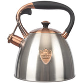 LUXGRACE tea kettle on stovetop, top view, showcasing durable stainless steel design