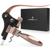 Luxiluxy wine bottle opener close-up highlighting sturdy build for long-lasting use.