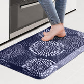 LuxStep kitchen mat viewed from above in blue, offering comfortable support for long cooking sessions.