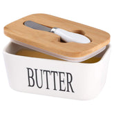 Lxmons ceramic butter dish with lid keeps butter fresh on the counter.