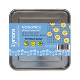 Lynora 12.3-inch square pan top view shows even heat distribution for cookies and easy release