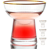Lysenn stemless margarita glasses with vertical stripes for comfortable entertaining