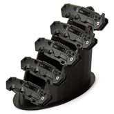 LyunZiS knife display stand side view holding five pocket knives for organized display