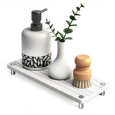 Lyxel quick-dry sink caddy keeps counters dry and organized.