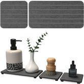 Lyxel stone drying tray closeup shows rapid absorption keeping countertops dry.