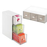LZDGCC plastic tea bag organizer with three drawers keeps tea ready and visible