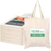 Lzerking 50-pack canvas tote bags shown in product shot for bulk DIY gifts and prizes.