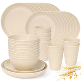 Lzerking wheat-straw dinnerware set 8 dinner plates, durable and lightweight for everyday meals.