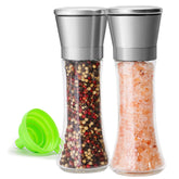 M JINGMEI salt and pepper grinder set viewed from top for mess-free seasoning.
