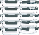 M MCIRCO 22oz glass meal prep container front view; durable borosilicate glass for meals.