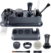 M MEWCO espresso tamper station in use for consistent extractions