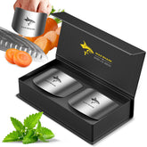 MAD SHARK finger guards on a hand while cutting vegetables for safer slicing