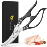 MAD SHARK poultry shears blade close-up for precise, durable cuts.