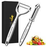 MAD SHARK Ultra Sharp Peeler with flat blade peeling apples smoothly for thin skins