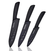 Magiware ceramic knife set with protective sheaths for safe storage.