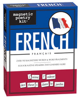 Magnetic Poetry French Kit fridge tiles spark creative messages on the fridge.