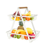 mahueeol 2-tier countertop fruit basket with wood handle for easy transport and organization