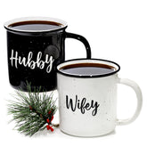 MAINEVENT Wifey Hubby mug pair with speckled finish for daily coffee rituals.