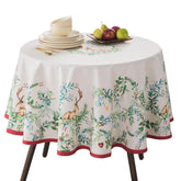 Maison d' Hermine Holly Time round tablecloth with watercolor artwork for festive dining.