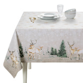Maison d' Hermine watercolor deer on woods tablecloth enhances holiday ambience