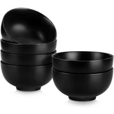 MALACASA 26 oz black porcelain bowls, set of six, ideal for soups and cereals.