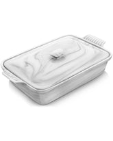 MALACASA Bake-Grey casserole dish with lid keeps meals warm for family dinners.