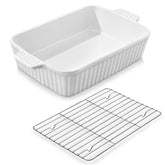 MALACASA baking dish with rack for even roasting and easy transfer.