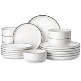 MALACASA Luna dinner plates on table with easy-clean glaze.