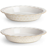 MALACASA Lydia 9-inch pie pan with embossed design for elegant, even-baking pies.