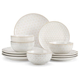 MALACASA Lydia dinner plates embossed texture for elegant everyday meals