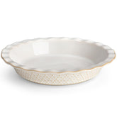 MALACASA Lydia pie pan with embossed hexagon pattern for elegant pies.