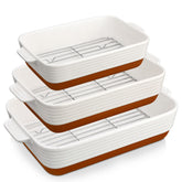 MALACASA Tara casserole set shown with oven-safe bakeware for family meals