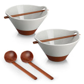 MALACASA Tara ramen bowl in gray and khaki with 42 oz capacity for hearty servings