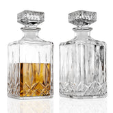 Marbelous glass whiskey decanter set on a stylish bar display enhances entertaining experiences.
