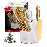 Marco Almond Gold Knife Set with 8-inch chef knife for precise slicing