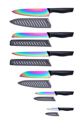 Marco Almond KYA36 12-piece knife set front view with colorful blades