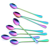 Marco Almond long-handle spoons in rainbow plating for easy scooping and stylish tables.