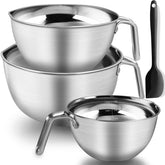 Marsheepy mixing bowl with handle and pour spout for precise pouring.