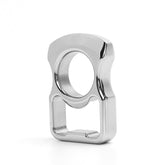 Marsrut beer bottle opener handcrafted in brass and copper with a silver finish for durability and style.